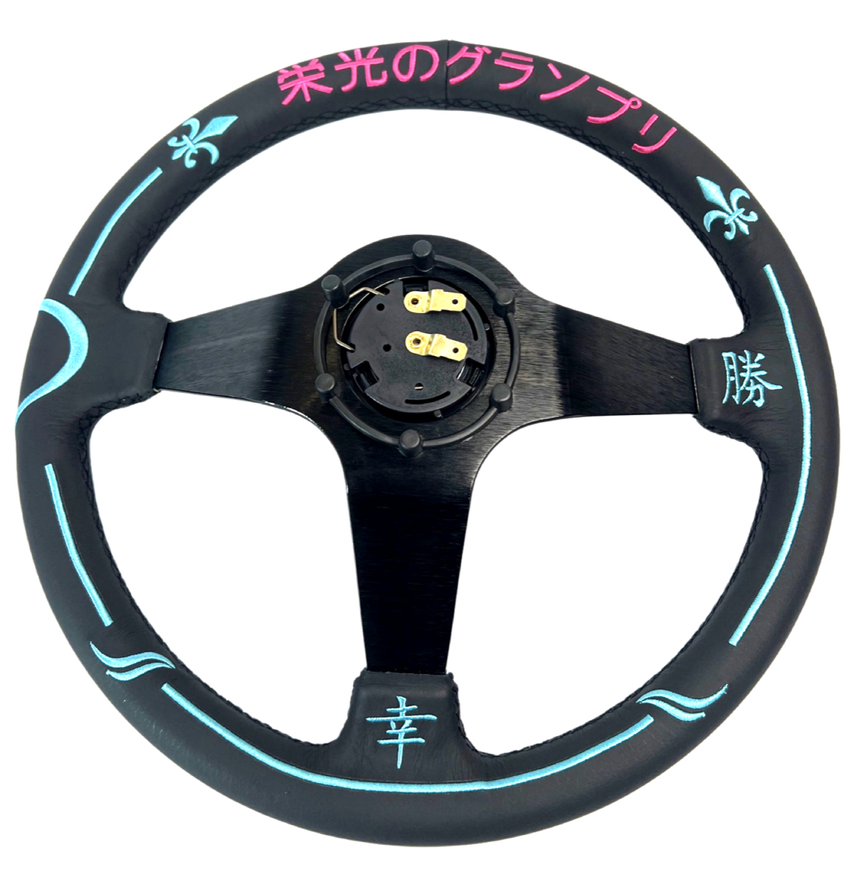 STRATEC SYSTEMS Leather 350mm Steering Wheel Quick Release Short HUB Adapter For Nissan 350Z 370Z...