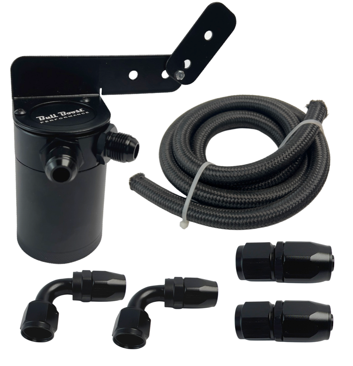 Universal Performance Oil Catch Can 2 Port -6AN + Adjustable Mounting Bracket Kit Turbo V2