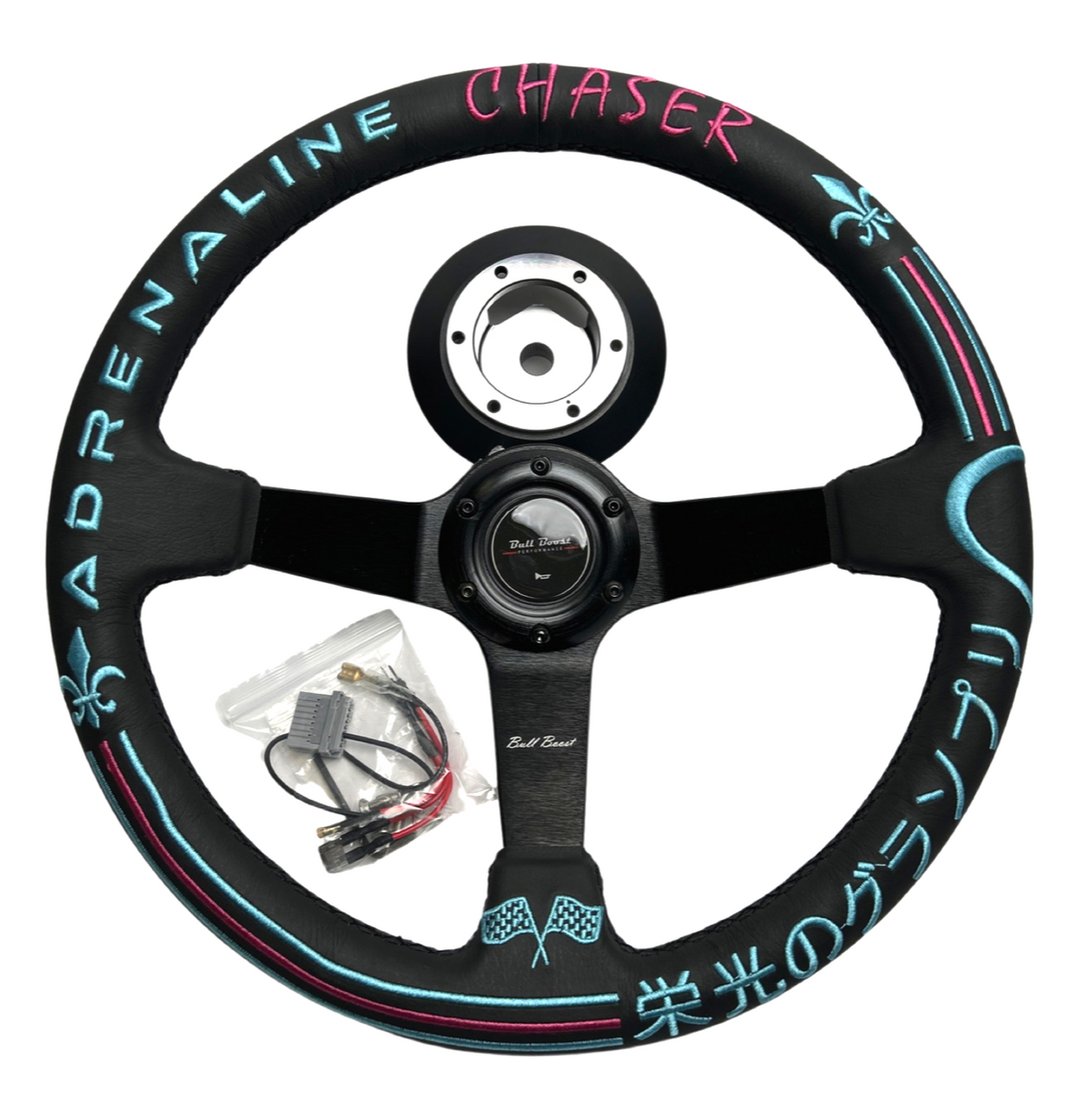 STRATEC SYSTEMS Leather 350mm Steering Wheel Quick Release Short HUB Adapter For Nissan 350Z 370Z...