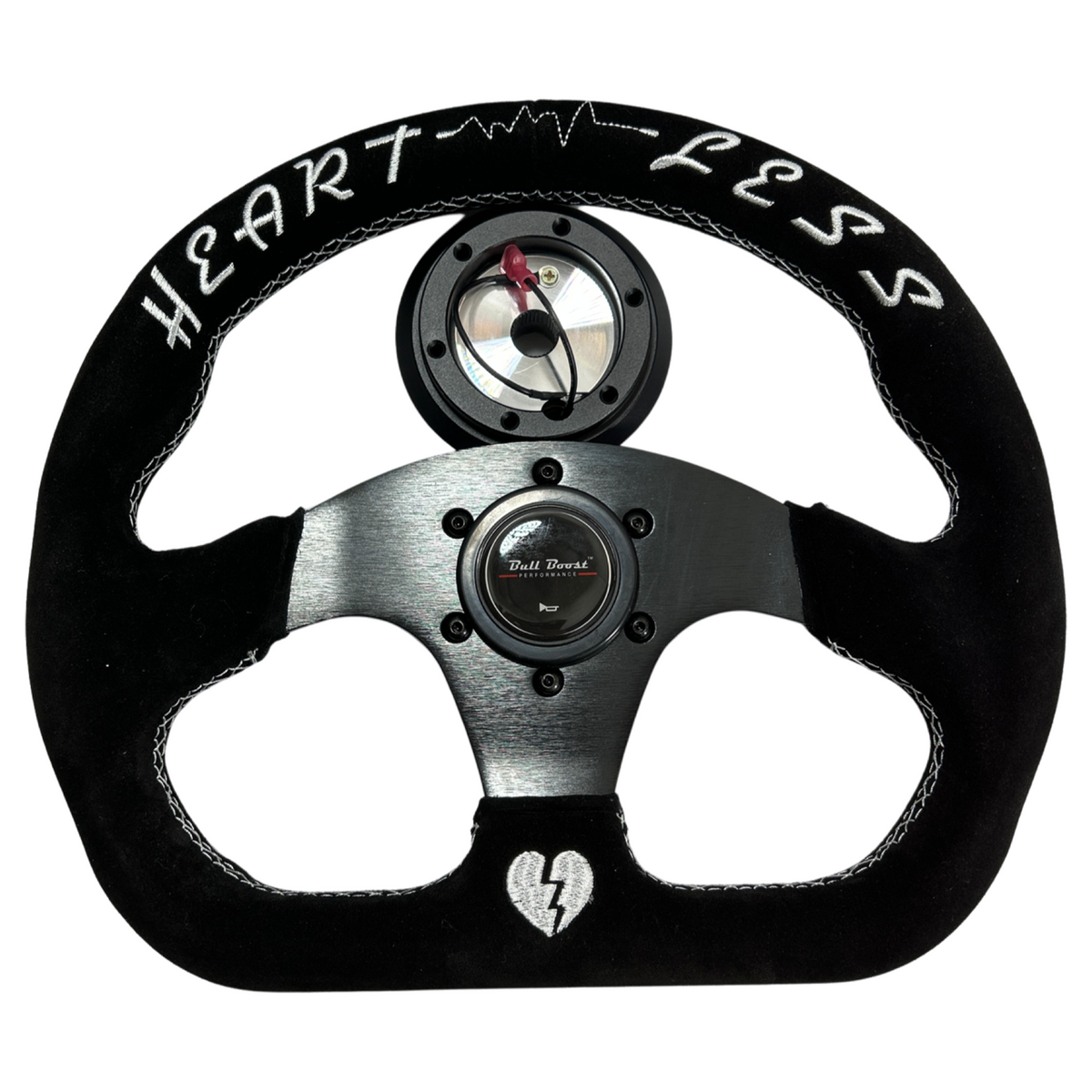 Bull Boost Performance Flat Heart Steering Wheel + Short Hub Adapter Kit For Mazda Miata RX-7...