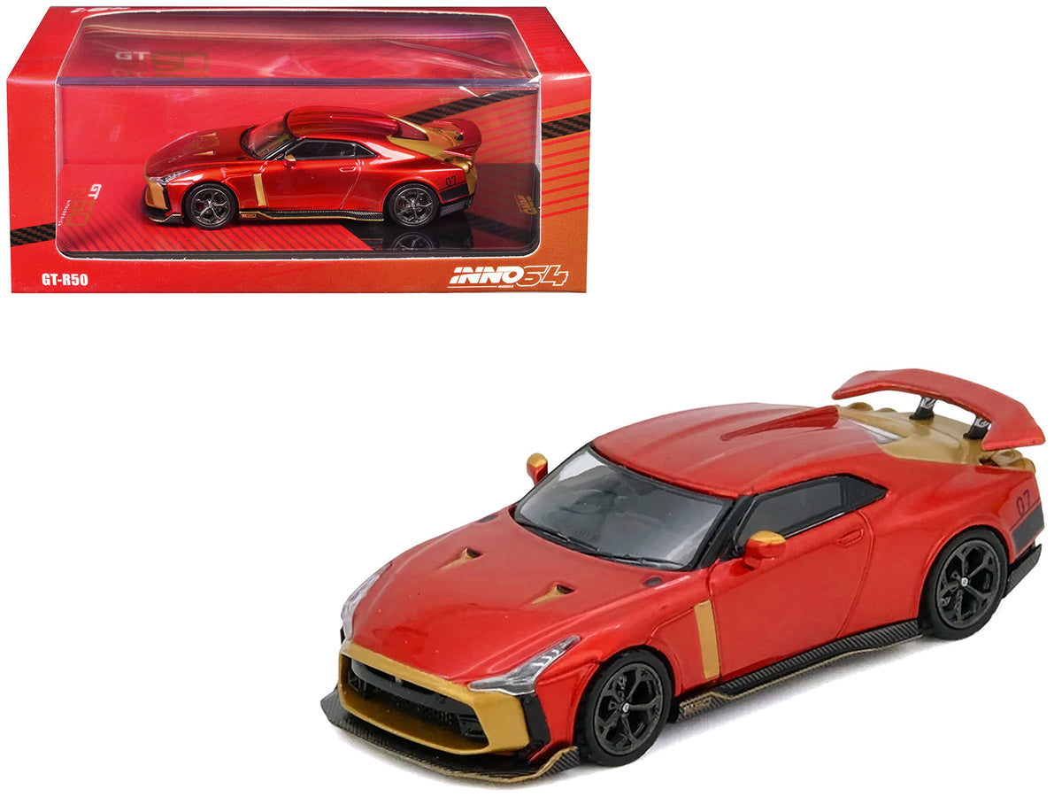 Rapid Vehicles Nissan GT-R50 By ItalDesign Red Metallic with Gold Accents 1/64 Diecast Model Car...