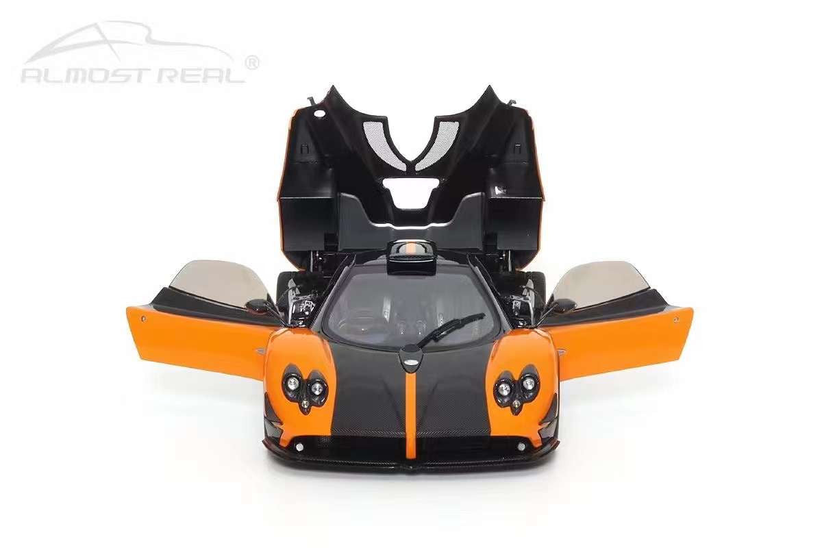 Almost-Real 2009 Pagani Zonda Cinque Coupe Orange & Carbon 1:18