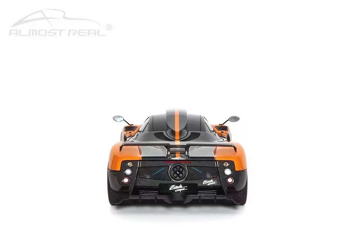 Almost-Real 2009 Pagani Zonda Cinque Coupe Orange & Carbon 1:18
