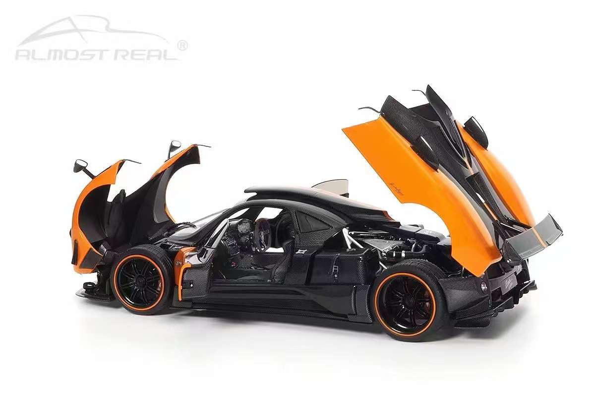 Almost-Real 2009 Pagani Zonda Cinque Coupe Orange & Carbon 1:18