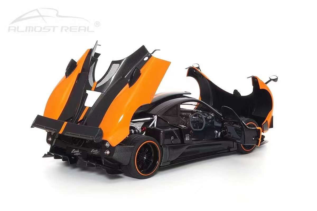 Almost-Real 2009 Pagani Zonda Cinque Coupe Orange & Carbon 1:18