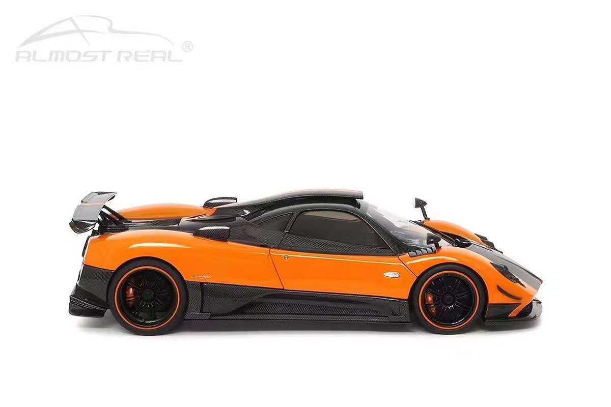 Almost-Real 2009 Pagani Zonda Cinque Coupe Orange & Carbon 1:18