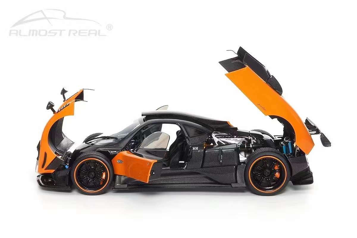 Almost-Real 2009 Pagani Zonda Cinque Coupe Orange & Carbon 1:18