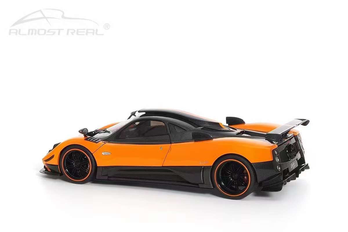 Almost-Real 2009 Pagani Zonda Cinque Coupe Orange & Carbon 1:18