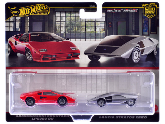 Rapid Vehicles Lamborghini Countach LP5000 QV Red and Lancia Stratos Zero Gray Metallic "Car...