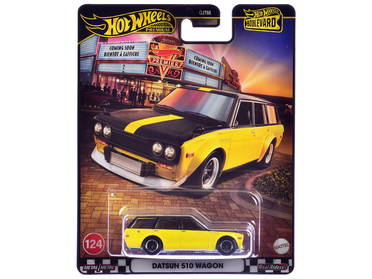Rapid Vehicles Datsun 510 Wagon Yellow and Black "Boulevard" Series Diecast Model Car by Hot...