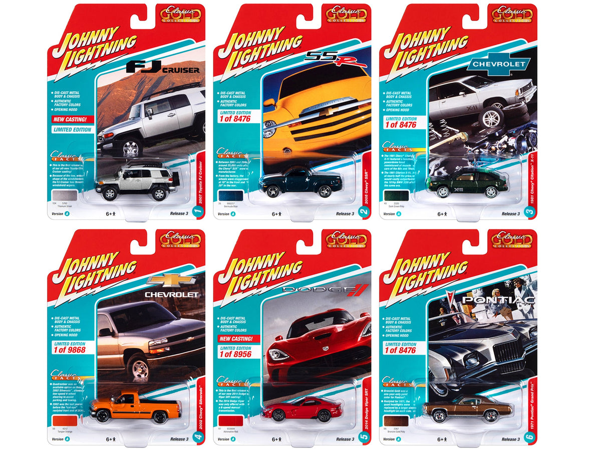 Rapid Vehicles "Classic Gold Collection" 2022 Set A of 6 Cars Release 3 1/64 Diecast Model Cars...