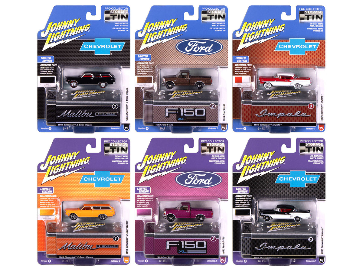 Rapid Vehicles Johnny Lightning Collector's Tin 2025 Set of 6 Cars Release 2 Limited Edition 1/64...