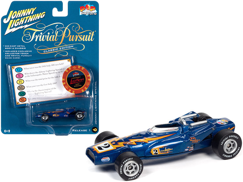 Rapid Vehicles Johnny Lightning Special Blue Metallic with Poker Chip (Collector Token) and Game...