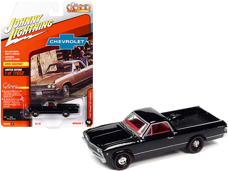 Rapid Vehicles 1967 Chevrolet El Camino Tuxedo Black with Red Interior "Classic Gold Collection"...