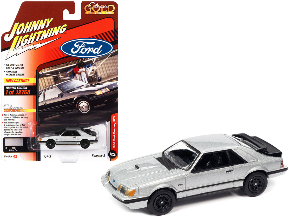 Rapid Vehicles 1986 Ford Mustang SVO Silver Metallic with Black Stripes "Classic Gold Collection"...