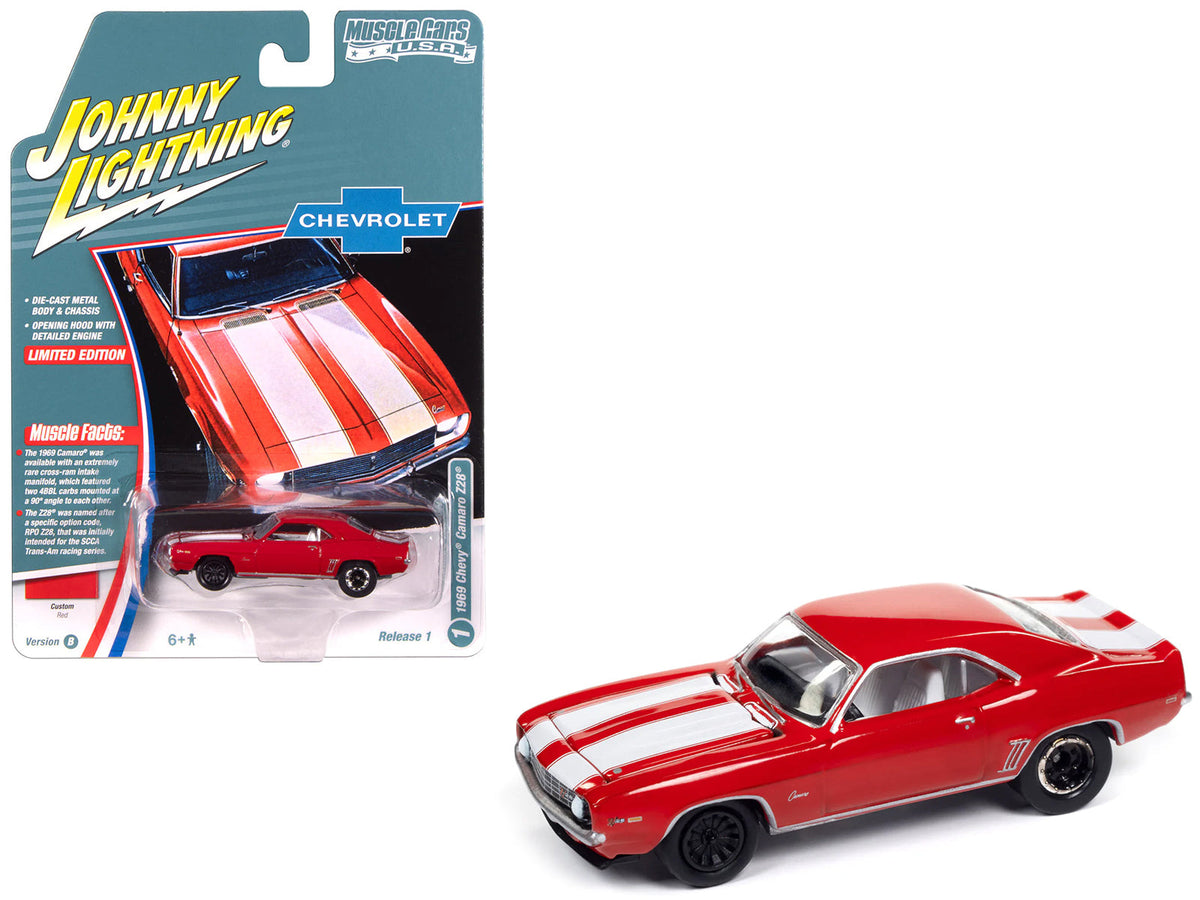 Rapid Vehicles 1969 Chevrolet Camaro Z28 Red with White Stripes and Interior "Muscle Cars USA"...