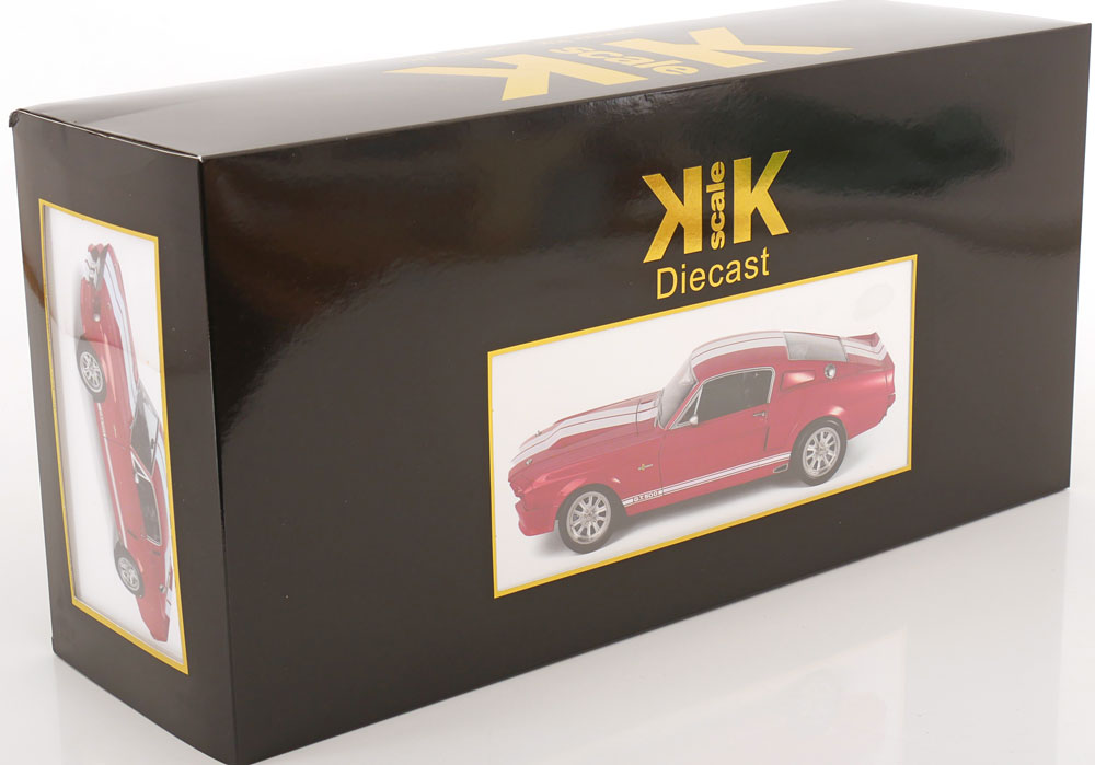 KK Scale 1967 Ford Mustang Shelby GT500 Red w/ White Stripes 1:12
