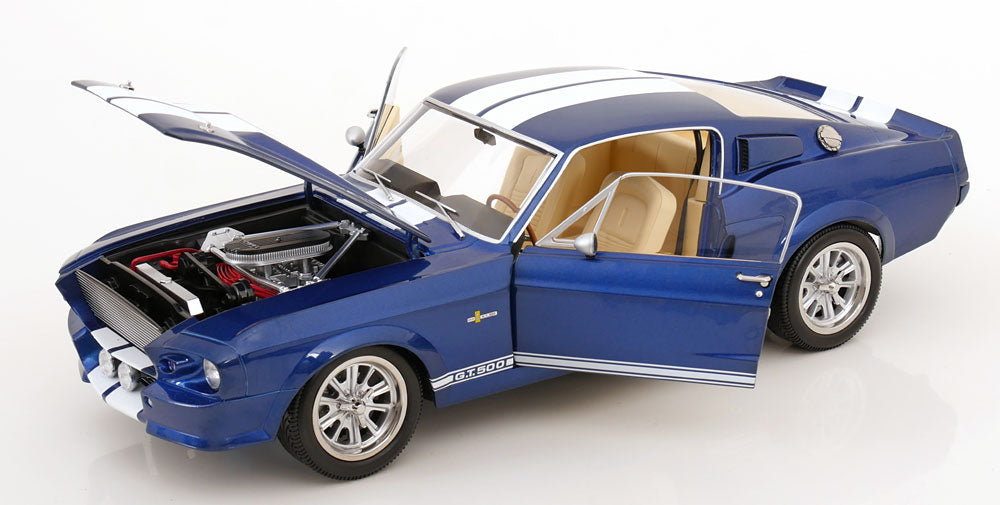 KK Scale 1967 Ford Mustang Shelby GT500 Blue w/ White Stripes 1:12