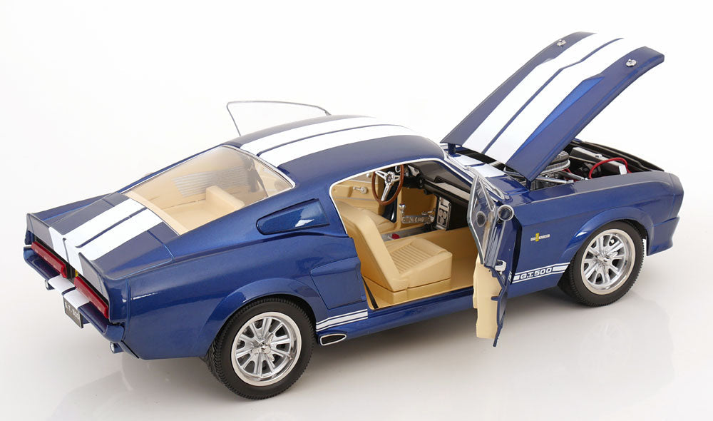 KK Scale 1967 Ford Mustang Shelby GT500 Blue w/ White Stripes 1:12