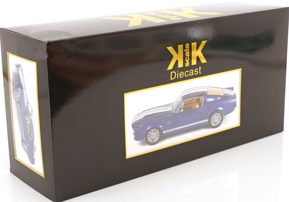 KK Scale 1967 Ford Mustang Shelby GT500 Blue w/ White Stripes 1:12