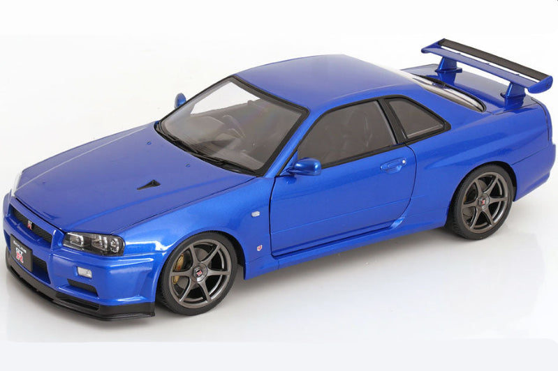 STM Diecast KK Scale 2001 Nissan Skyline GT-R R34 V-Spec II Bayside Blue 1:12