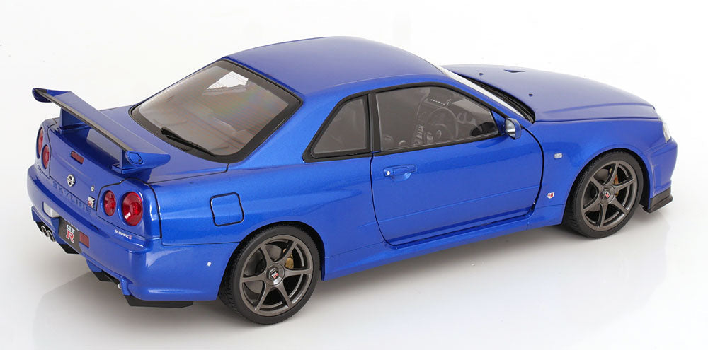 STM Diecast KK Scale 2001 Nissan Skyline GT-R R34 V-Spec II Bayside Blue 1:12 - View 2