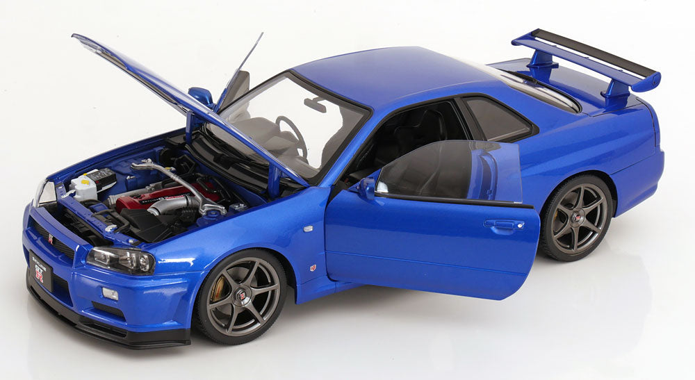 STM Diecast KK Scale 2001 Nissan Skyline GT-R R34 V-Spec II Bayside Blue 1:12 - View 3