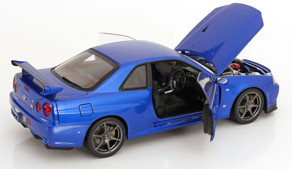 STM Diecast KK Scale 2001 Nissan Skyline GT-R R34 V-Spec II Bayside Blue 1:12 - View 4