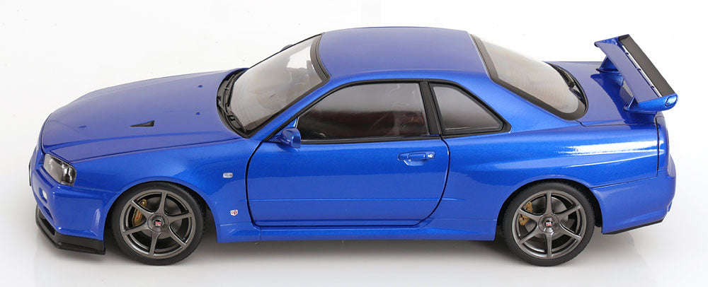 STM Diecast KK Scale 2001 Nissan Skyline GT-R R34 V-Spec II Bayside Blue 1:12 - View 5