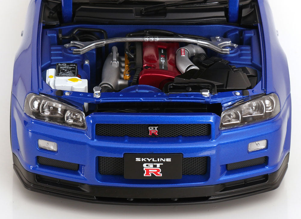STM Diecast KK Scale 2001 Nissan Skyline GT-R R34 V-Spec II Bayside Blue 1:12 - View 8