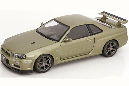 STM Diecast KK Scale 2001 Nissan Skyline GT-R R34 V-Spec II Jade Green Metallic 1:12