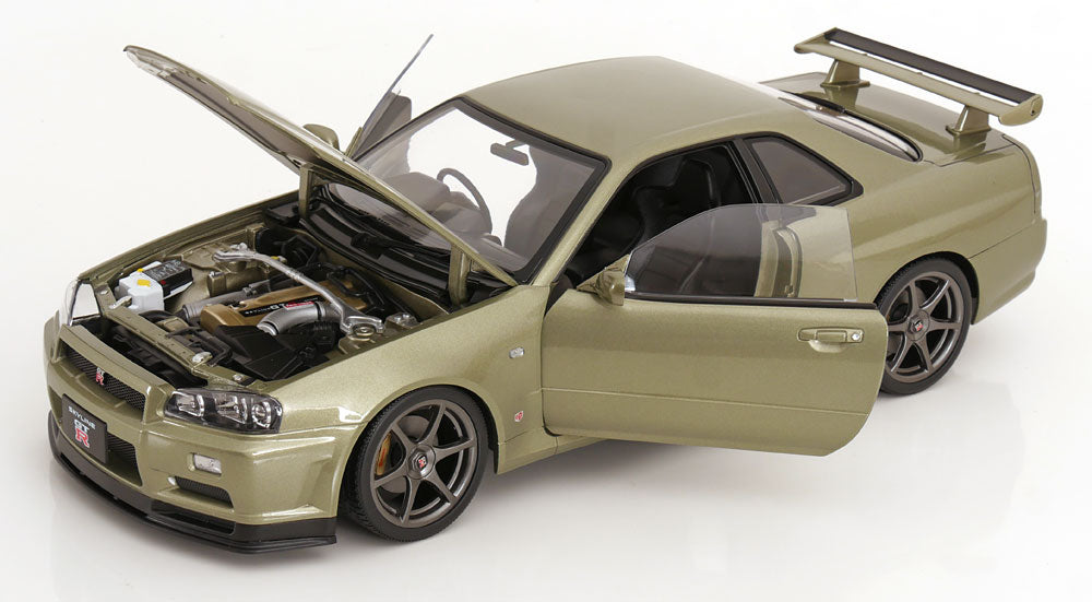 KK Scale 2001 Nissan Skyline GT-R R34 V-Spec II Jade Green Metallic 1:12