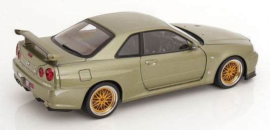 STM Diecast KK Scale 2001 Nissan Skyline GT-R R34 V-Spec II w/ Gold BBS Jade Green Metallic 1:12...