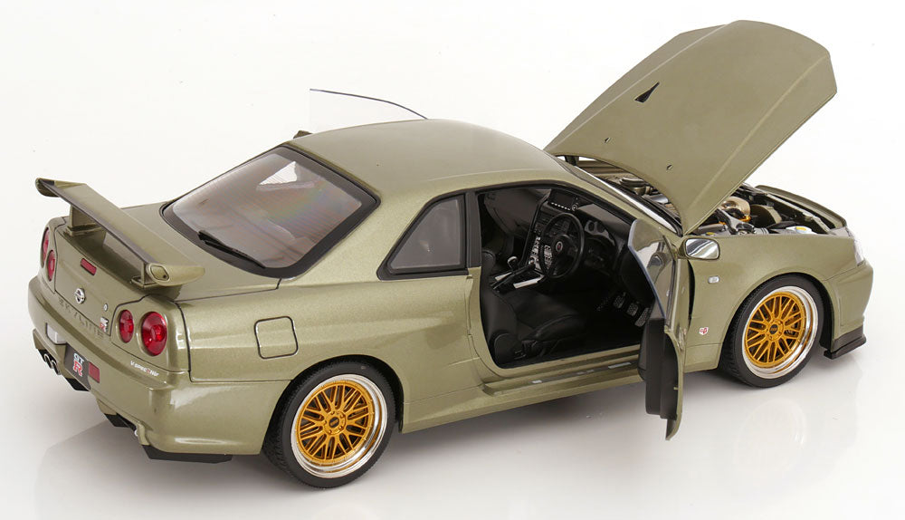 STM Diecast KK Scale 2001 Nissan Skyline GT-R R34 V-Spec II w/ Gold BBS Jade Green Metallic 1:12...