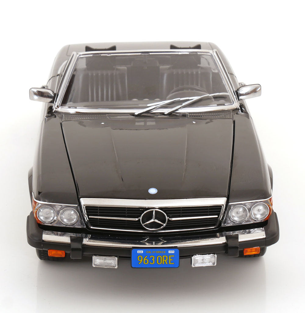 KK Scale 1985 Mercedes-Benz S Class 450 SL (R107) Convertible (American Gigilo) Black Metallic 1:12