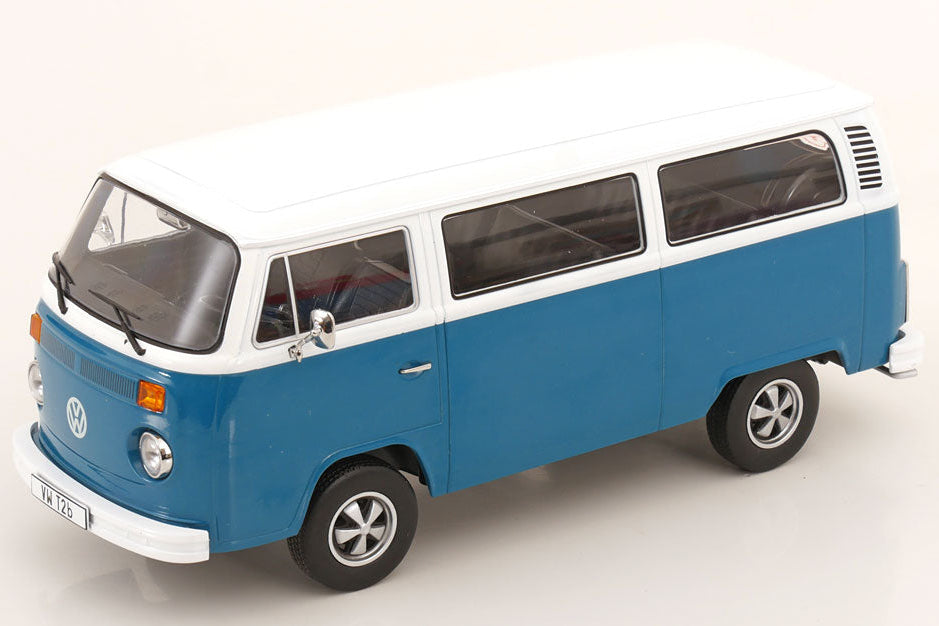 STM Diecast KK Scale 1972 Volkswagen T2b Minibus (Fuchs Wheels) Blue & White 1:18