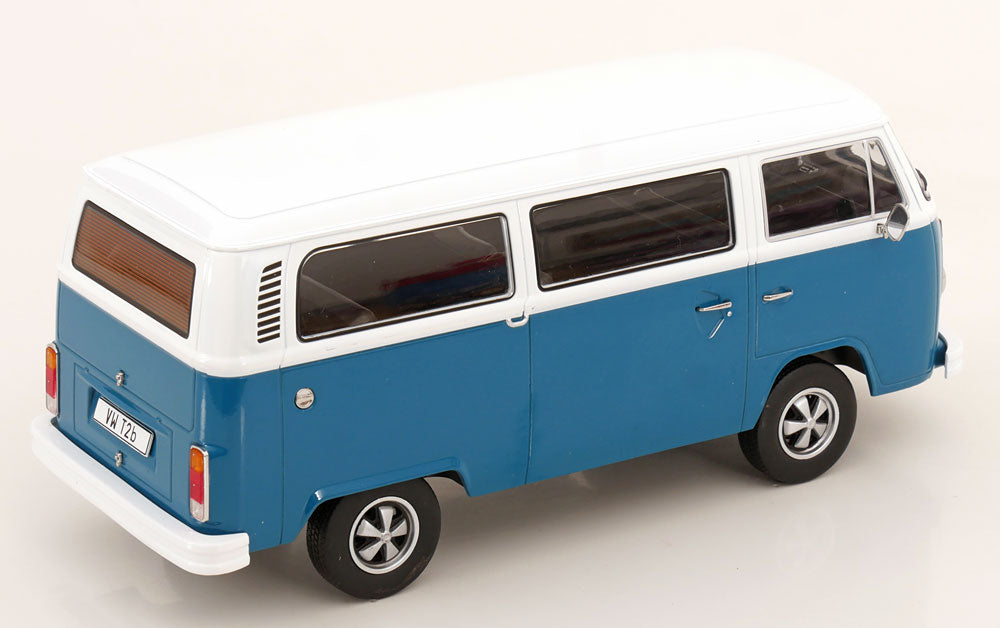 STM Diecast KK Scale 1972 Volkswagen T2b Minibus (Fuchs Wheels) Blue & White 1:18 - View 2