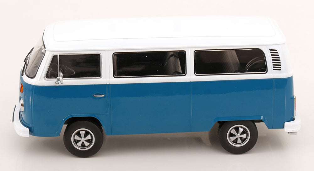 STM Diecast KK Scale 1972 Volkswagen T2b Minibus (Fuchs Wheels) Blue & White 1:18 - View 3