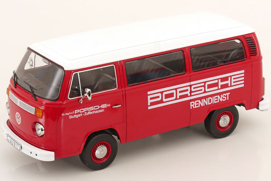 KK Scale 1972 Volkswagen T2b Minibus Porsche Renndienst Red 1:18