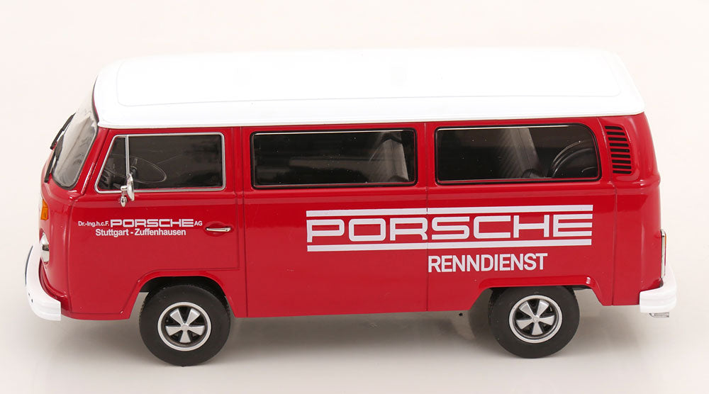 STM Diecast KK Scale 1972 Volkswagen T2b Minibus (Fuchs Wheels) Porsche Renndienst Red 1:18 - View 3