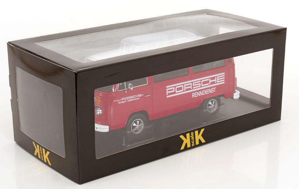 STM Diecast KK Scale 1972 Volkswagen T2b Minibus (Fuchs Wheels) Porsche Renndienst Red 1:18 - View 6