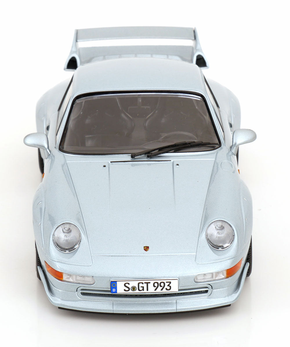 KK Scale 1996 Porsche 911 993 GT2 w/ Gold BBS Wheels Silver 1:18