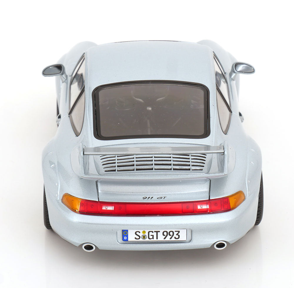 KK Scale 1996 Porsche 911 993 GT2 w/ Gold BBS Wheels Silver 1:18