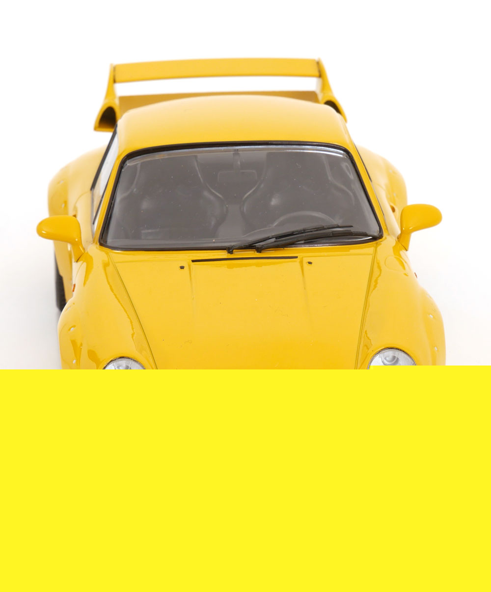KK Scale 1996 Porsche 911 993 GT2 w/ Gold BBS Wheels Yellow 1:18