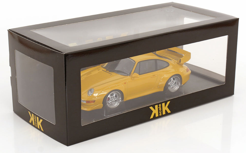 KK Scale 1996 Porsche 911 993 GT2 w/ Speedline Wheels Yellow 1:18