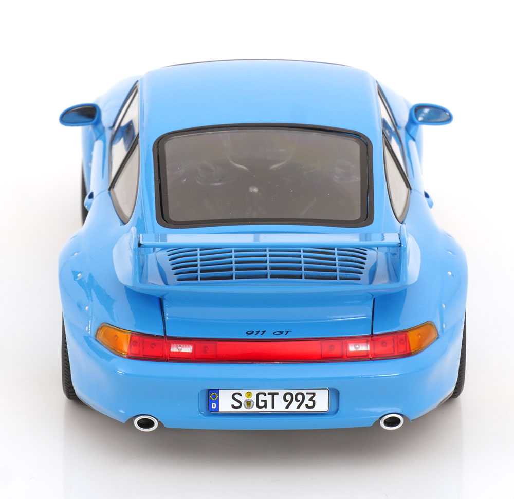 KK Scale 1996 Porsche 911 993 GT2 w/ Gold BBS Wheels Riviera Blue 1:18