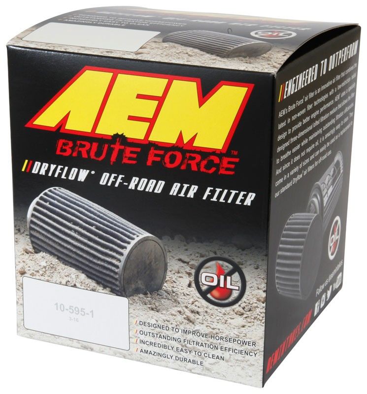 AEM Induction AEM Dryflow 3in. X 5in. (Offset) Round Tapered Air Filter 21-203BF-OS