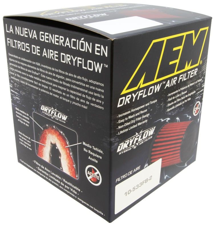 AEM Induction DryFlow Air Filter 3.25in X 5-1/4in AIP21-2110DK