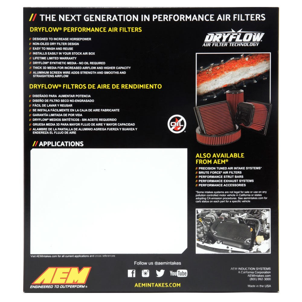 AEM Induction DryFlow Air Filter AIP28-20295