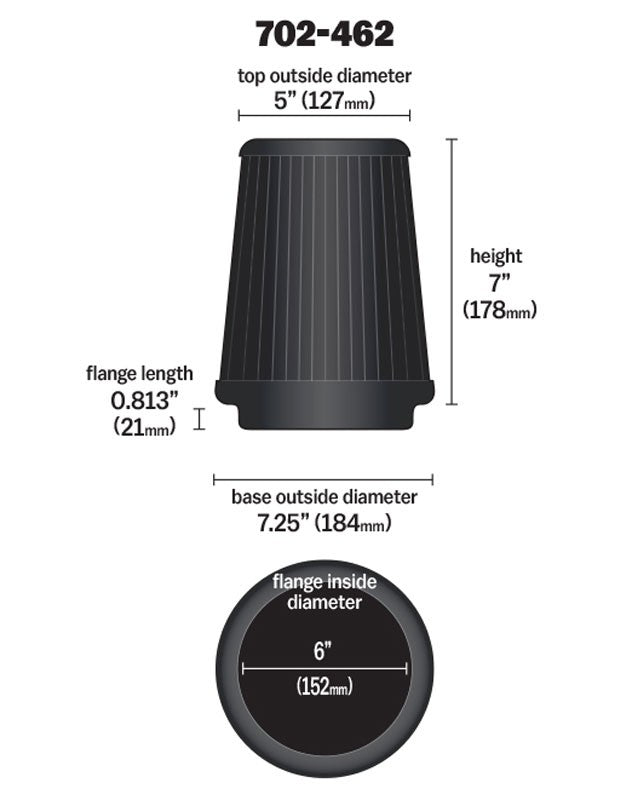 Airaid Universal Air Filter - Cone 6 x 7-1/4 x 5 x 7 702-462